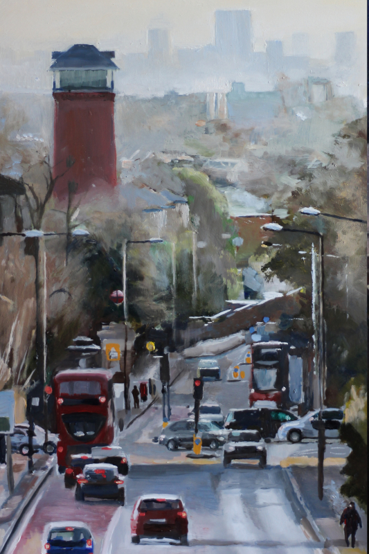 Shooters Hill 5.40 pm oil on gesso board 12 x 24 inches